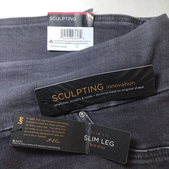 Lee Women’s Gray Sculpting Slim Fit Slim Leg Pull-On Jeans Size 18S- Irregular - Picture 6 of 12